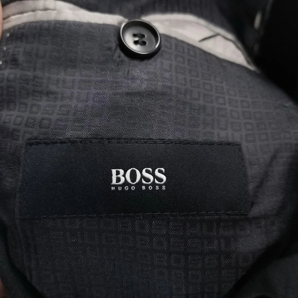 Hugo Boss Blazer Mens 42L Black Super 100‎ Wool Sport Jacket Two Button